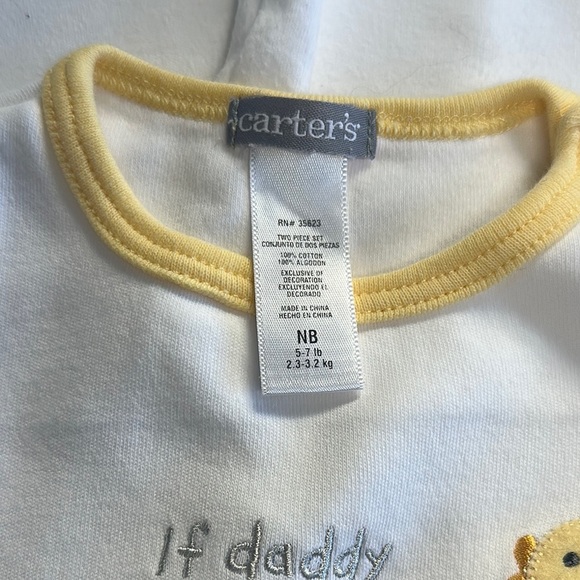 Carter's - Set of 3 Soft Cotton White and Yellow Newborn Onesie Bodysuits - Picture 5 of 6